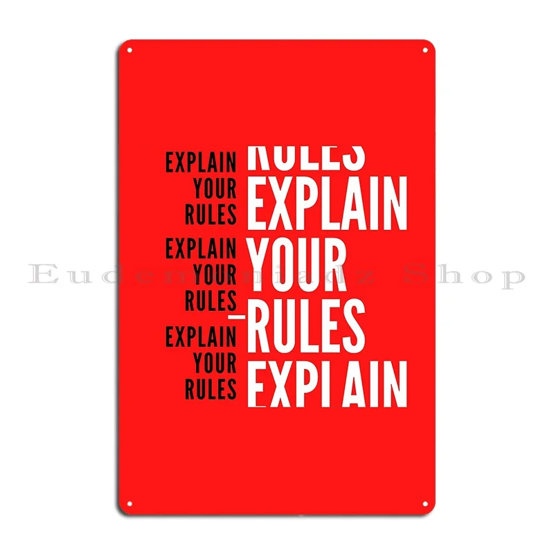 explain your rules red Metal Sign Designs Cinema Club Design Plaques Tin Sign Poster