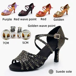 New Glitter Latin Dance Shoes For Women/Ladies/Girls Salsa Tango Pole Ballroom Dancing Shoes Heeled 7CM And 5CM