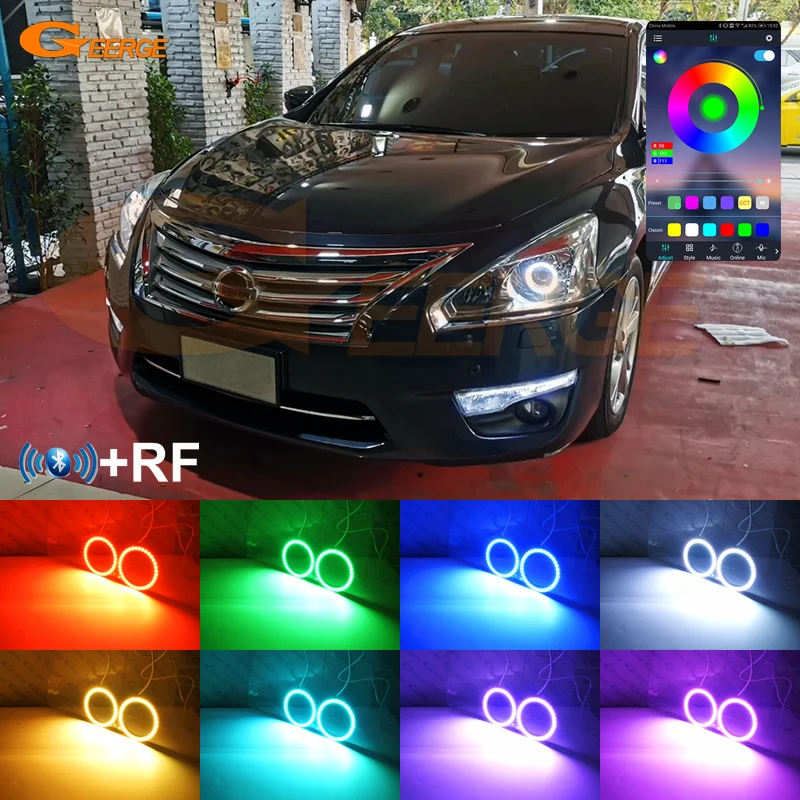 For Nissan Teana III L33 Altima 2013 2014 2015 Bluetooth App Ultra Bright Multi-Color RGB LED Angel Eyes Kit Halo Rings