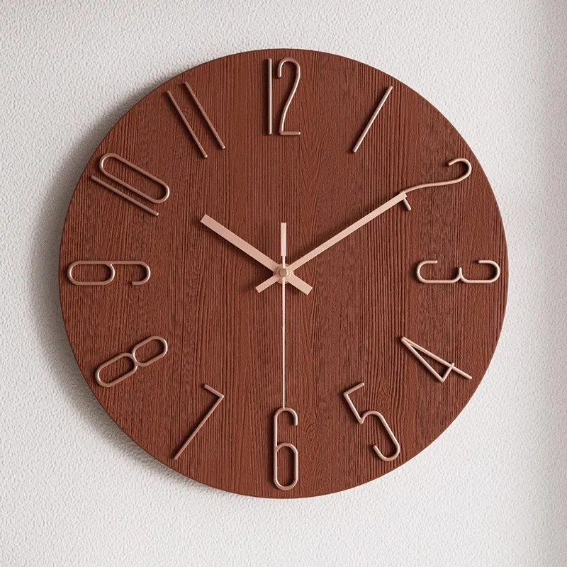 Wall-mounted Home Clock, Simple Living Room Wall Clock, Trendy Quartz Clock, Quiet No-Drill Design