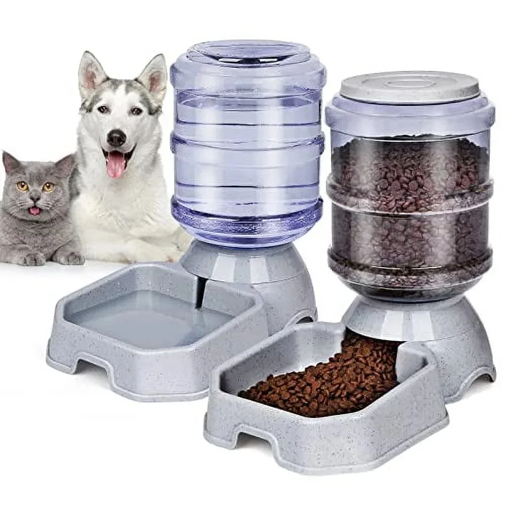 

Pet Feeder and Water Food Dispenser Automatic for Dogs Cats,Gravity Refill, Easily Clean, Self Feeding for Small Large Pets