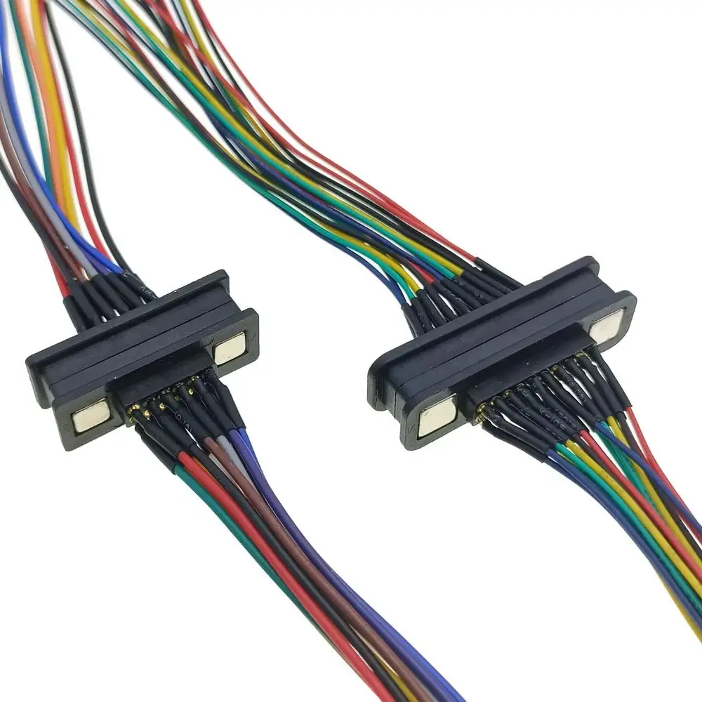 

2sets Male Female With ribbon cable Spring Loaded DC Power Socket 12P 20P DC Magnetic Pogo Pin Connector Pogopin