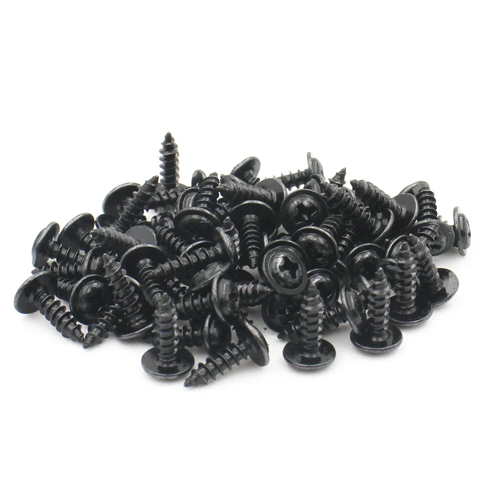 

50/100/200pcs M1.4 M1.7 M2 M2.3 M2.6 M3 M3.5 M4 Mini Black Carbon Steel Phillips Cross Round Head with Washer Self Tapping Screw