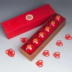 Ceramics Chinese Traditional Red Wedding Tea Cup Porcelain Teacups Luxury Souvenir Marriage Gifts For Bride and Groom