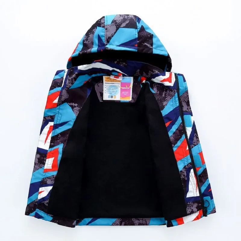 

School Kids Track Coats Children Outfit Tops Windbreaker 3-12Yr Baby and Boys Waterproof Fleece Lined Hooded Zip Hiking Jackets