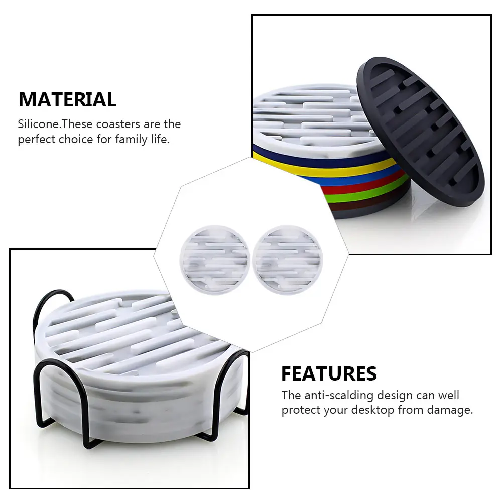 

2 Pcs Silicone Coaster Cup Holder Insulated Anti Skid Silica Gel Easy Clean Non Fade Pattern Home Coasters Table Protection