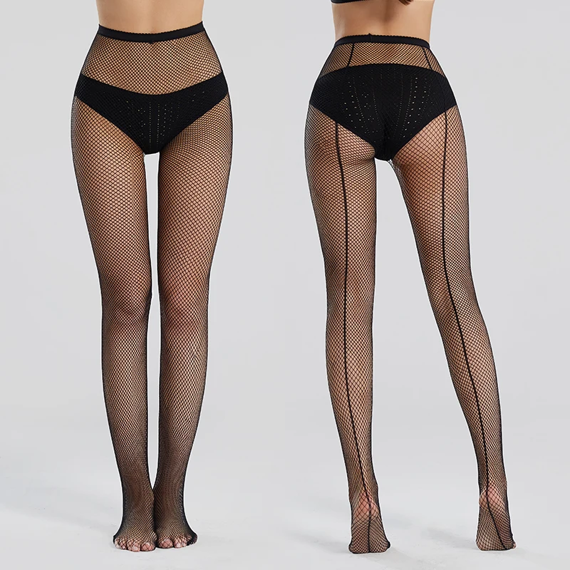 

BONAS Women Line on Back Fishnet Tights Sexy Mesh Nylon Pantyhose Bigsize Stockings Female Lady Thin Hollow Collant Femme