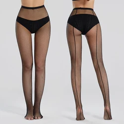 BONAS Women Line on Back Fishnet Tights Sexy Mesh Nylon Pantyhose Bigsize Stockings Female Lady Thin Hollow Collant Femme