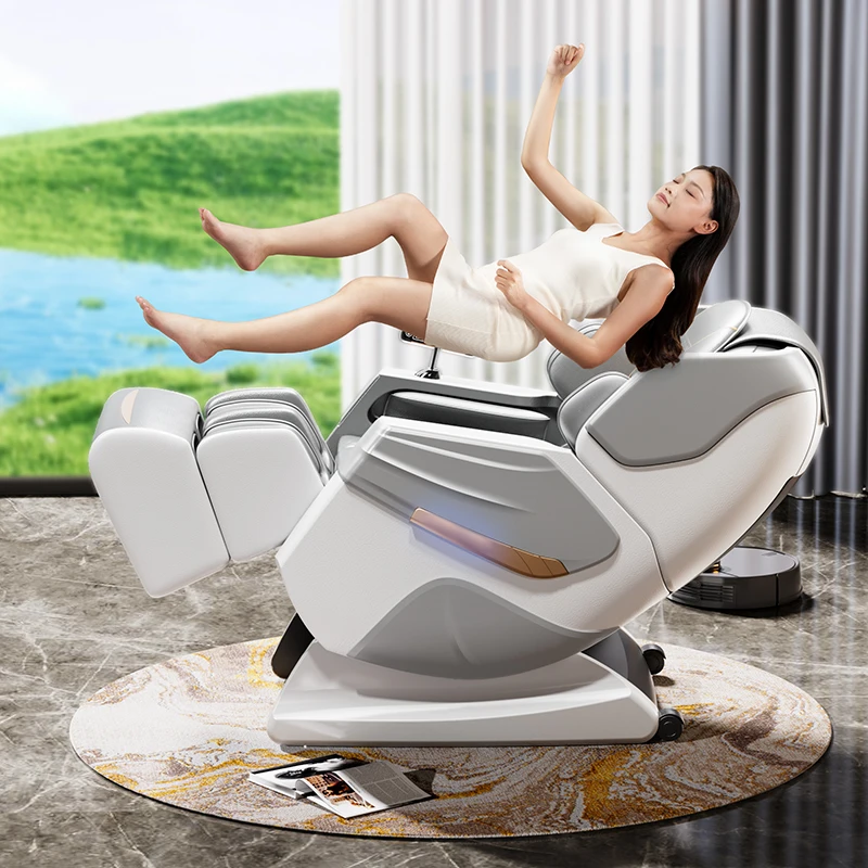 Luxury Electric 5D Scan Body Massage Chair Modern Zero Gravity Leather Barber Chair With Head Arm Waist Foot & Neck Application