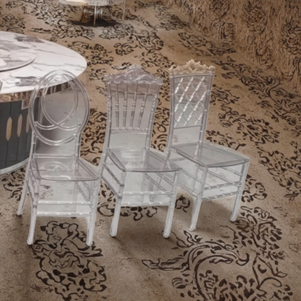 

Napoleon Phoenix Dining Chairs Transparent Crystal Outdoor Wedding Banquet Hall Plastic Bamboo for Hotels Bars Training Sites