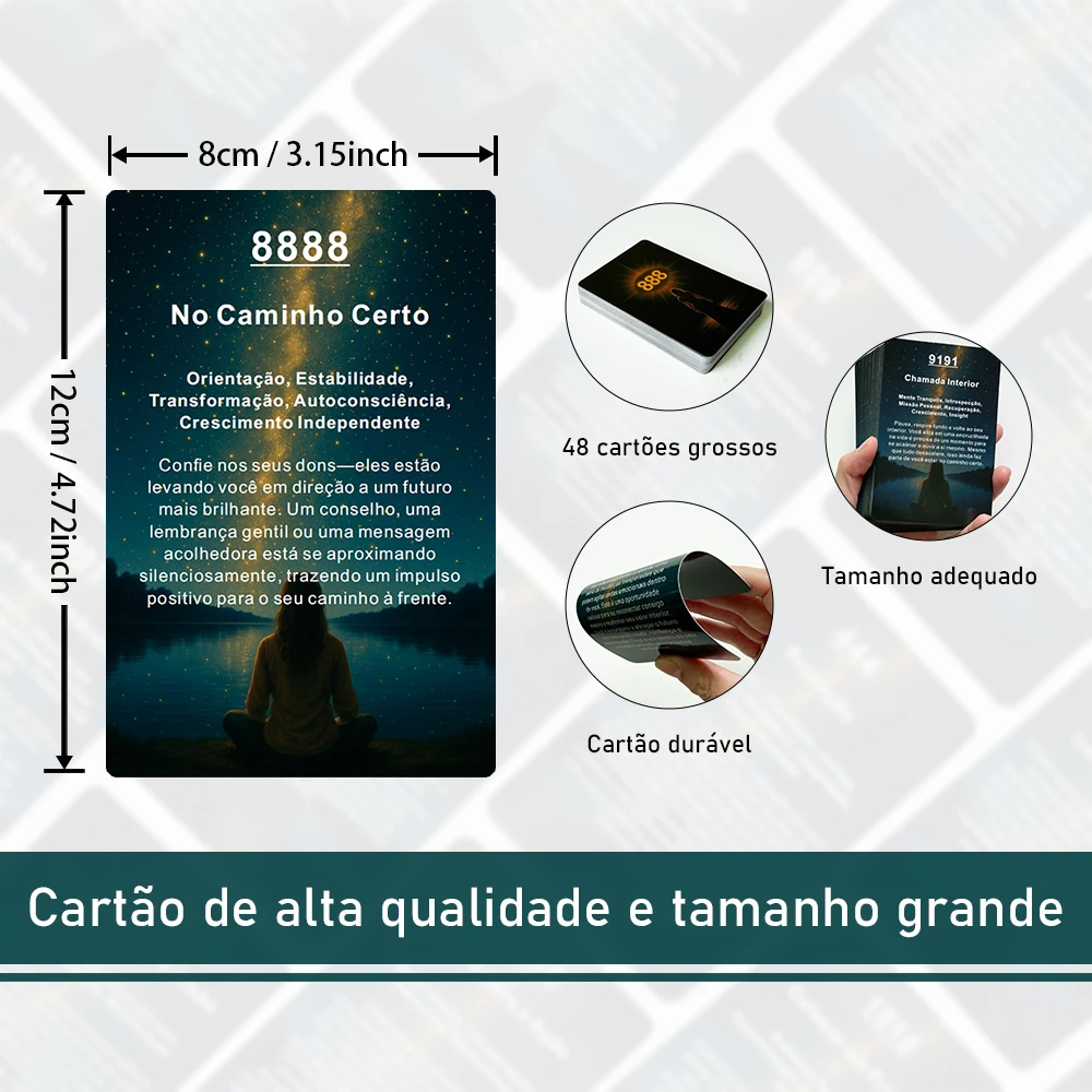 Portuguese Oracle Cards Deck, Portuguese Tarot Cards, Number Theme Cards for Daily Reading, Card Games, 12*8cm, 48 Cards