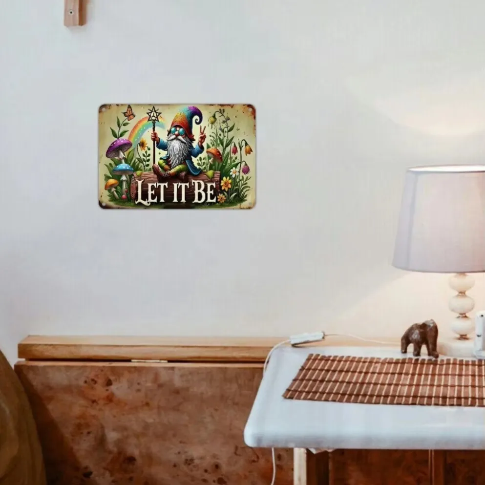 

Wall Decor，Rustic Metal Art with Pre-Drilled Holes for Easy Hanging, Ideal Festival Gift with Vibrant Garden Scene and Rainbow D