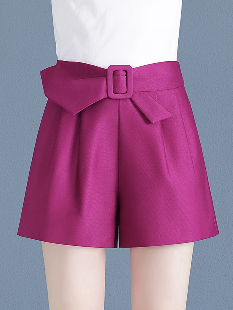 

Pink Suit Shorts Women's Summer Thin High Waist Slim A-Line Wide Leg Pants Casual Outerwear High Waist Straight Cut Short Pants