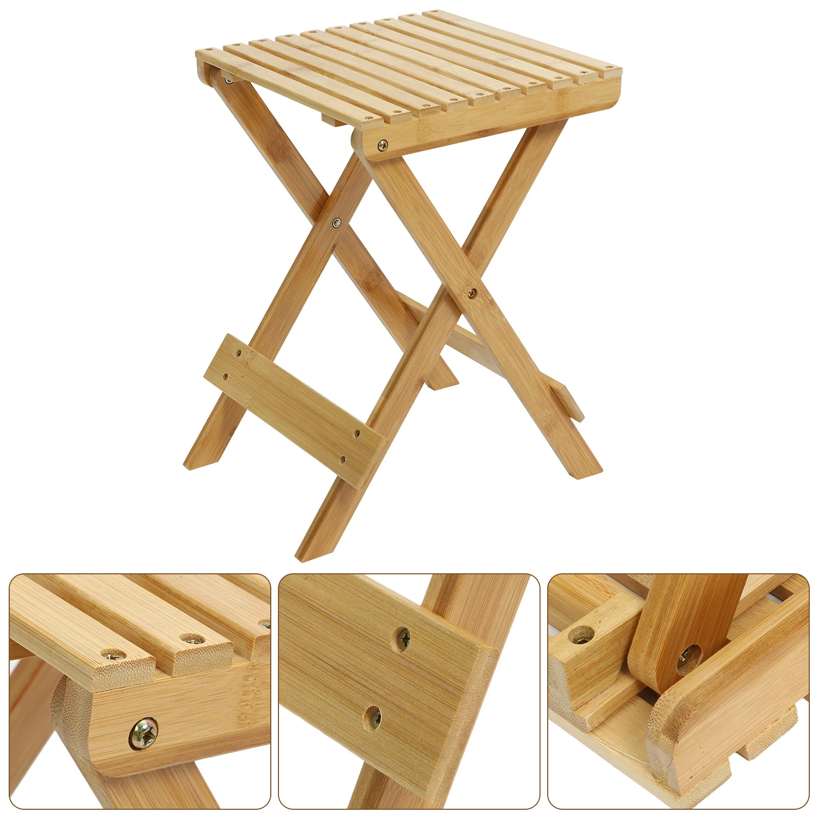 

Bamboo Foldable Lightweight Shoe Changing Bench For Adults Toddler Kitchen Bathroom Entryway Small Step Stool Home Footstool