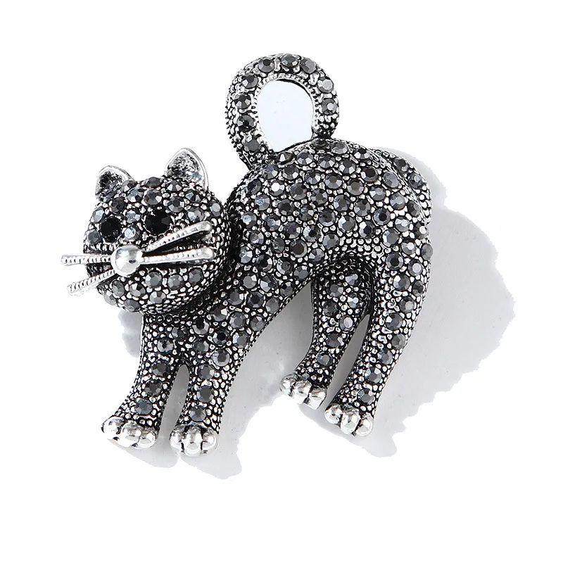 Cute Little Cat Brooches for Women Full Rhinestone Casual Party Office Cartoon Animal Brooch Pins Fashion Jewelry Party Gifts image 2