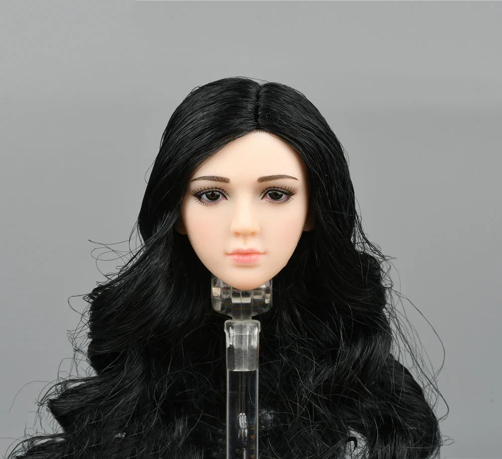 

1/6 TBLeague S48 Pale Color Female Vivid Head Sculpture Carving with Long Black Hair Model Fit 12" TBL PH Action Figure Collect