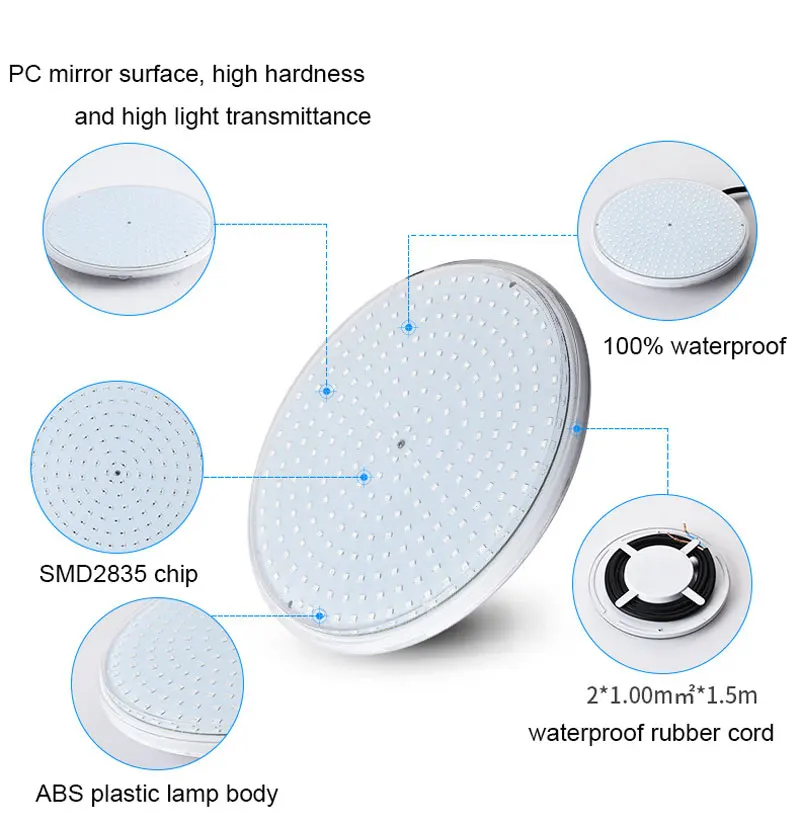 RGB Disco Light Swimming Pool Lamp12v Warm Color Cool White LED IP68 Underwater Replacement Light Source with Remote Control