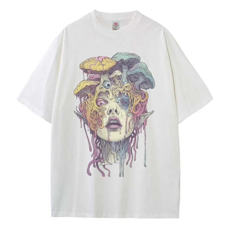 Graphic T Shirts Mens Womens DTG Print Alien Graphic Pure Cotton Breathable Graphic Heavyweight Drop Shoulder Tops High Quality