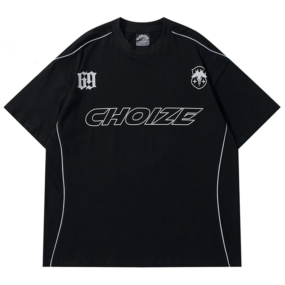 

CHOIZE T Shirts Men Streetwear Hip Hop Oversized T-shirt Black White Loose Casual Cotton Tee Tops Hip Hop Tshirt Man
