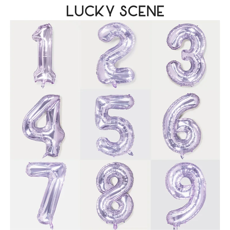 Crystal Purple Numerals Party Décor Individually Wrapped Aluminium Film Balloons S01684