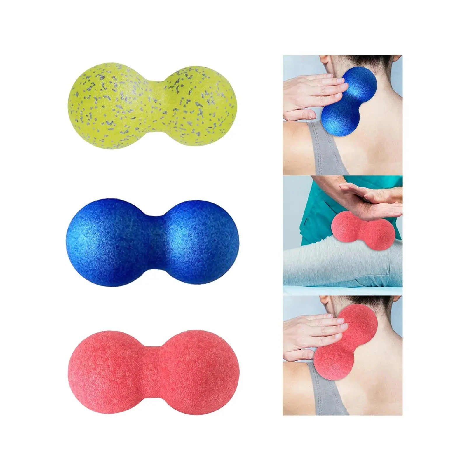 Hochdichter Massageball, Erdnuss-Massageball, doppelter langer Hockeyball, Massagerollerball für die Muskelmassage mit tiefem Gewebe – Detail 12