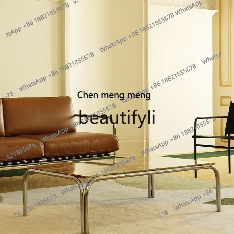Coffee table/natural ancient sapphire marble stainless steel retro coffee tableH