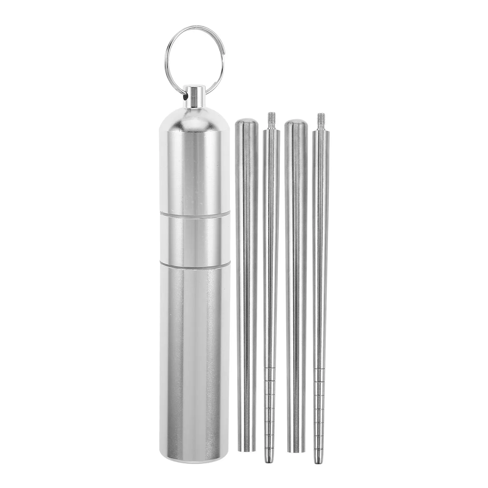 

2Pairs Portable Foldable Chopsticks Stainless Steel Lightweight Reusable Cutlery Set with Compact Case Travel Hiking Camping