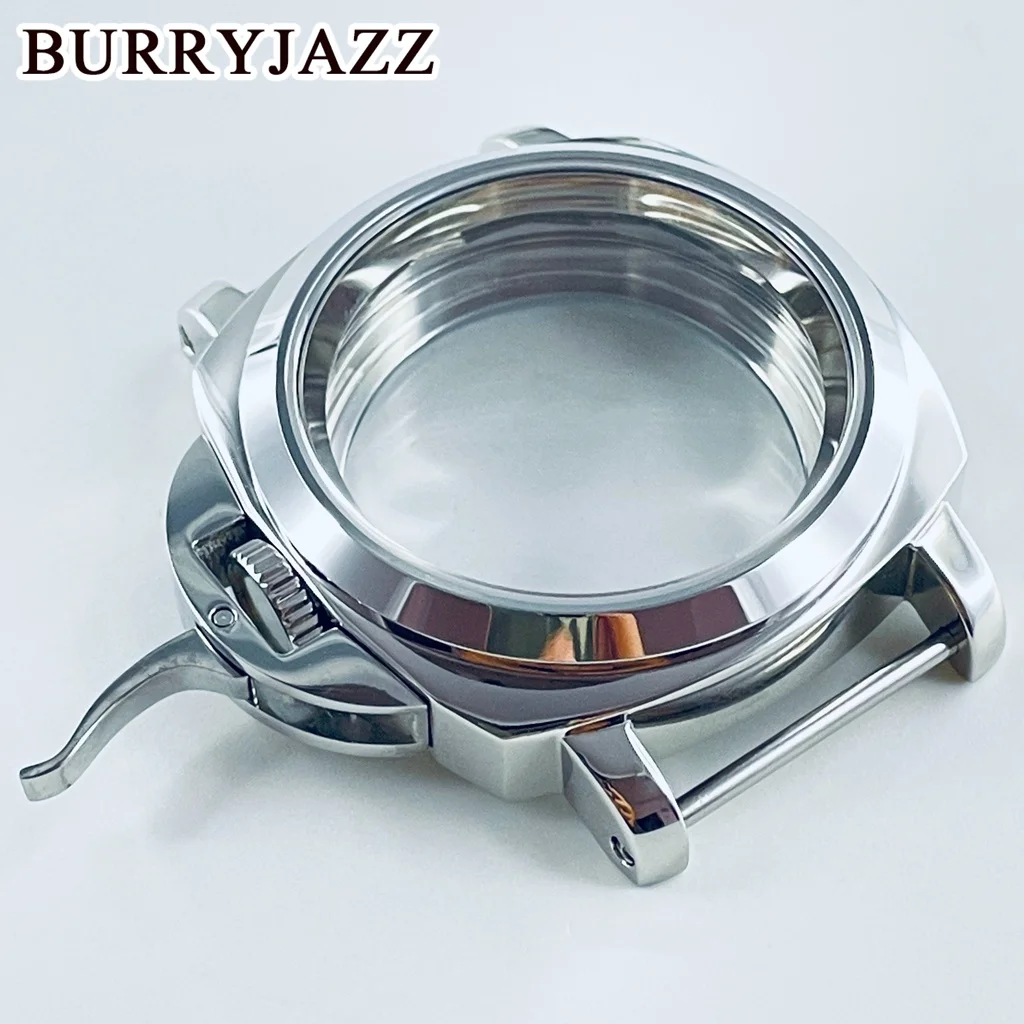 BURRYJAZZ 40 مللي متر صالح NH34 NH35 NH36 NH37 NH38 NH39 NH70 NH72 حركة الفضة الأسود RoseGold ساعة حافظة مقاوم للماء الياقوت الزجاج