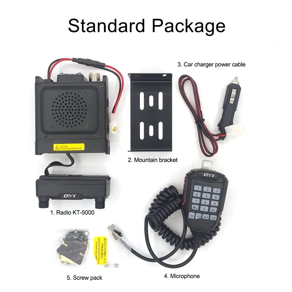 QYT KT-5000 25W Dual Band VHF UHF Mini Mobile Radio Separable Panel Receiver Scrambler Car Vehicle FM Commercial Station Radio