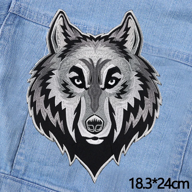 Large/Embroidery Patch Wolf Eagle Monkey Patch Iron On Patches For Clothing DIY Punk Back Patches On Clothes Jeans Sew Sticker