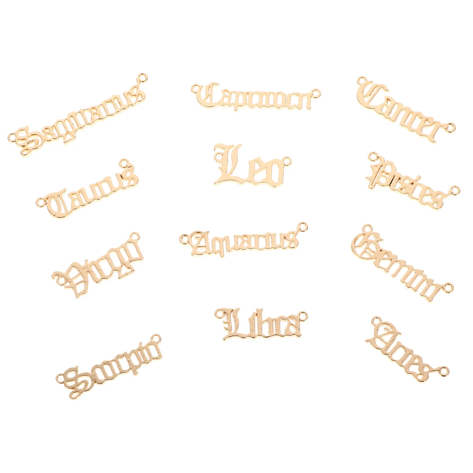 

24 Pcs Zodiac Pendant Charm Necklace Alloy Vintage Jewelry Pendants Letter DIY Accessories Craft Project Elegant Gift