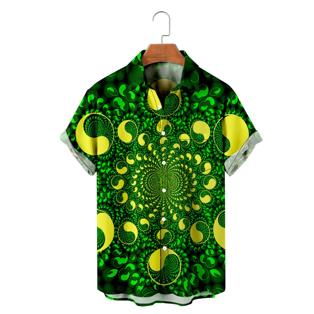 

Men's Hawaiian T-Shirt Street Fashion Shirt Kaleidoscope 3D Print Cozy Casual Short Sleeve Beach Oversized Single Buckle Shirt