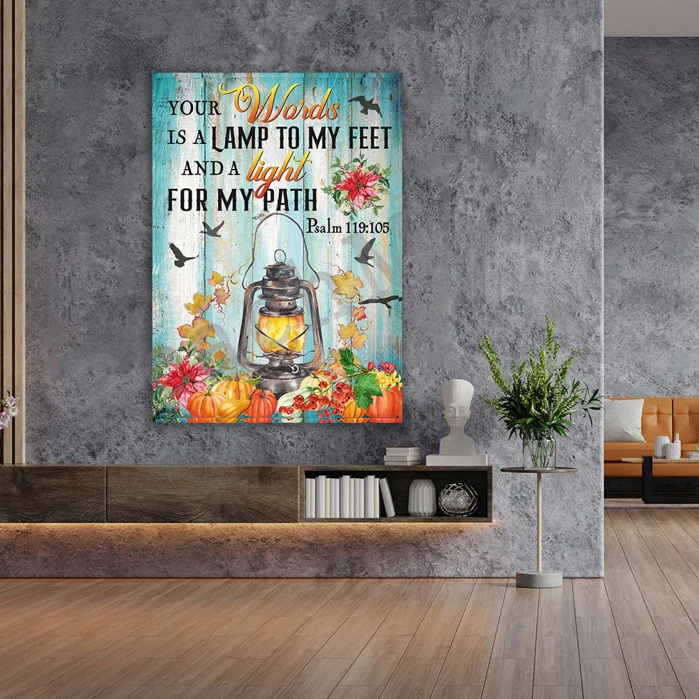 Your word is a lamp to my feet, Psalm 119:105 photography print lamp lantern bible verse wall art deco poster sign