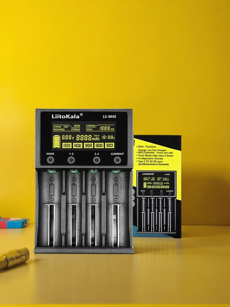 LiitoKala Lii-M4S 18650 Smart Ladegerät LCD Display Für 26650 21700 32650 18500 20700 16340 CR123A AA AAA Batterie