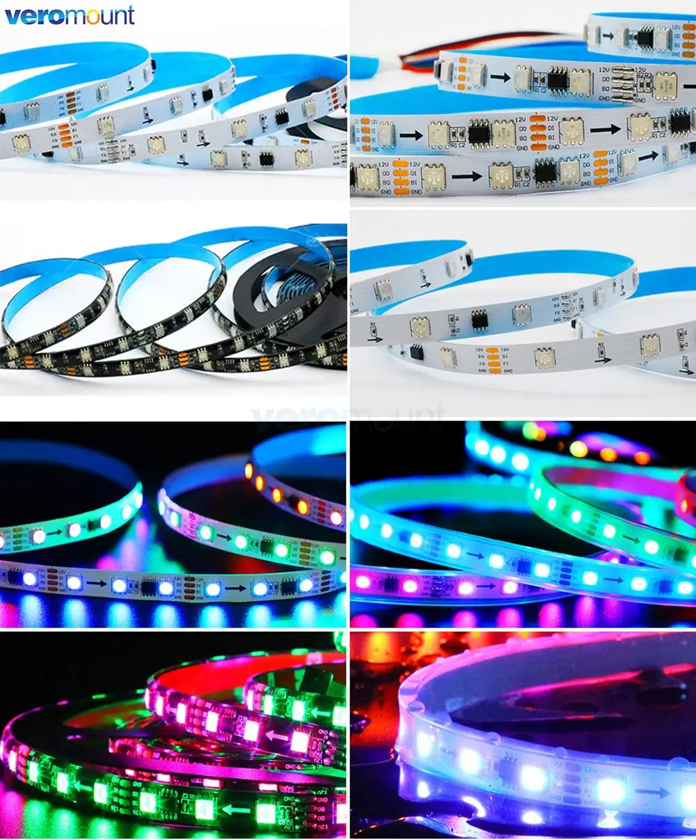 5m DC12V 24V Pixel LED Strip 30/60LEDs/m TM1935 IC Digital Programmable Dual Signal Breakpoint Continue 5050 SMD RGB Dream Color