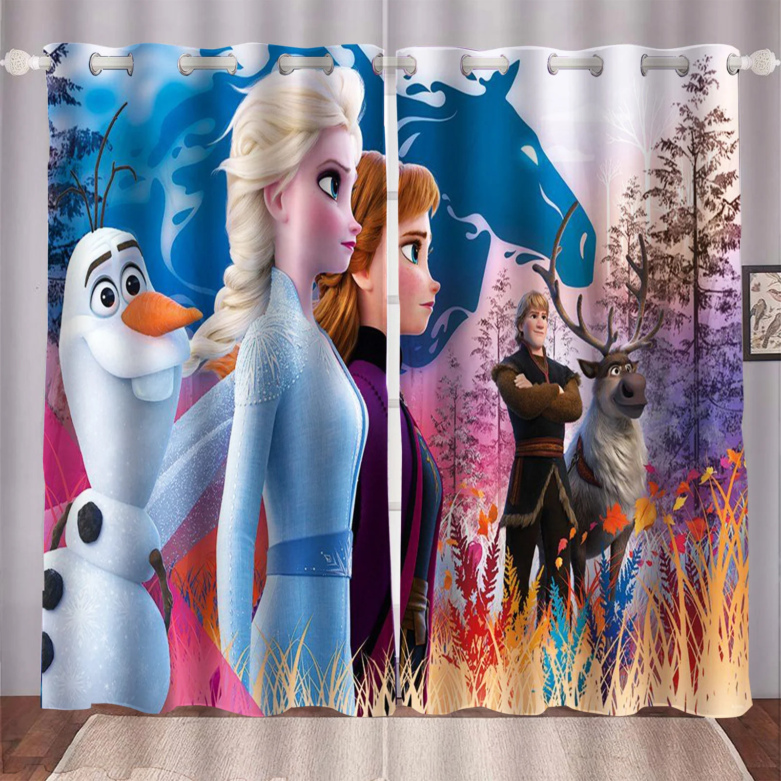 

Disney Frozen 3D Print Curtain Cartoon 100% Polyester Window Animation Blackout Bedroom Living Room Style Home Decoration