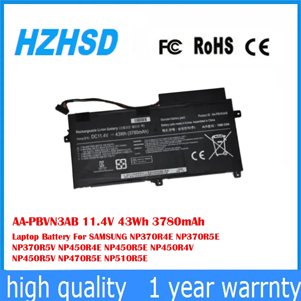 

AA-PBVN3AB 11.4V 43Wh 3780mAh Laptop Battery For SAMSUNG NP370R4E NP370R5E NP370R5V NP450R4E NP450R5E NP450R4V NP450R5V NP470R5E