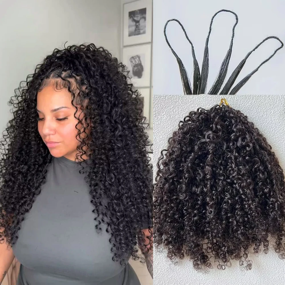 

Маленькие спирали, вьющиеся перья, вязанные крючком, коса для наращивания человеческих волос, невидимые предварительно разделенные кудри пикси без узлов, вязанные крючком волосы