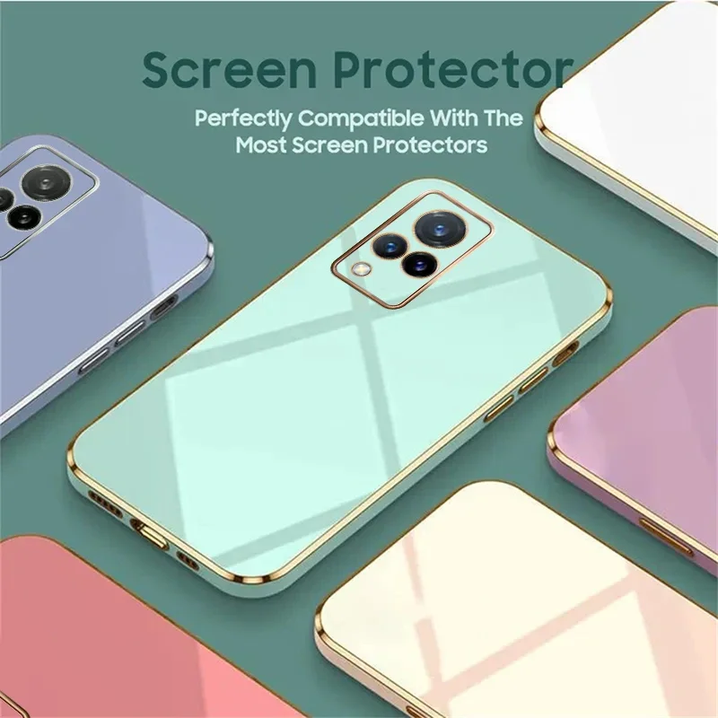 Funda trasera chapada de lujo para Vivo Y28, Y200, V30E, V20, V21, V21E, V23, V23E, V25E, V27E, V29E, Y02S, Y03, Y33S, Y51, Y20, Y30, Y21