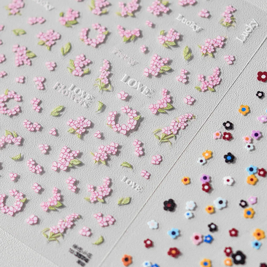 ملصقات أظافر بسيطة ، زهور ملونة ، إكليل ، لؤلؤ ، حجر الراين ، فن الأظافر ، ذاتية اللصق ، ملصق ديكور ، 5 مجموعة #4