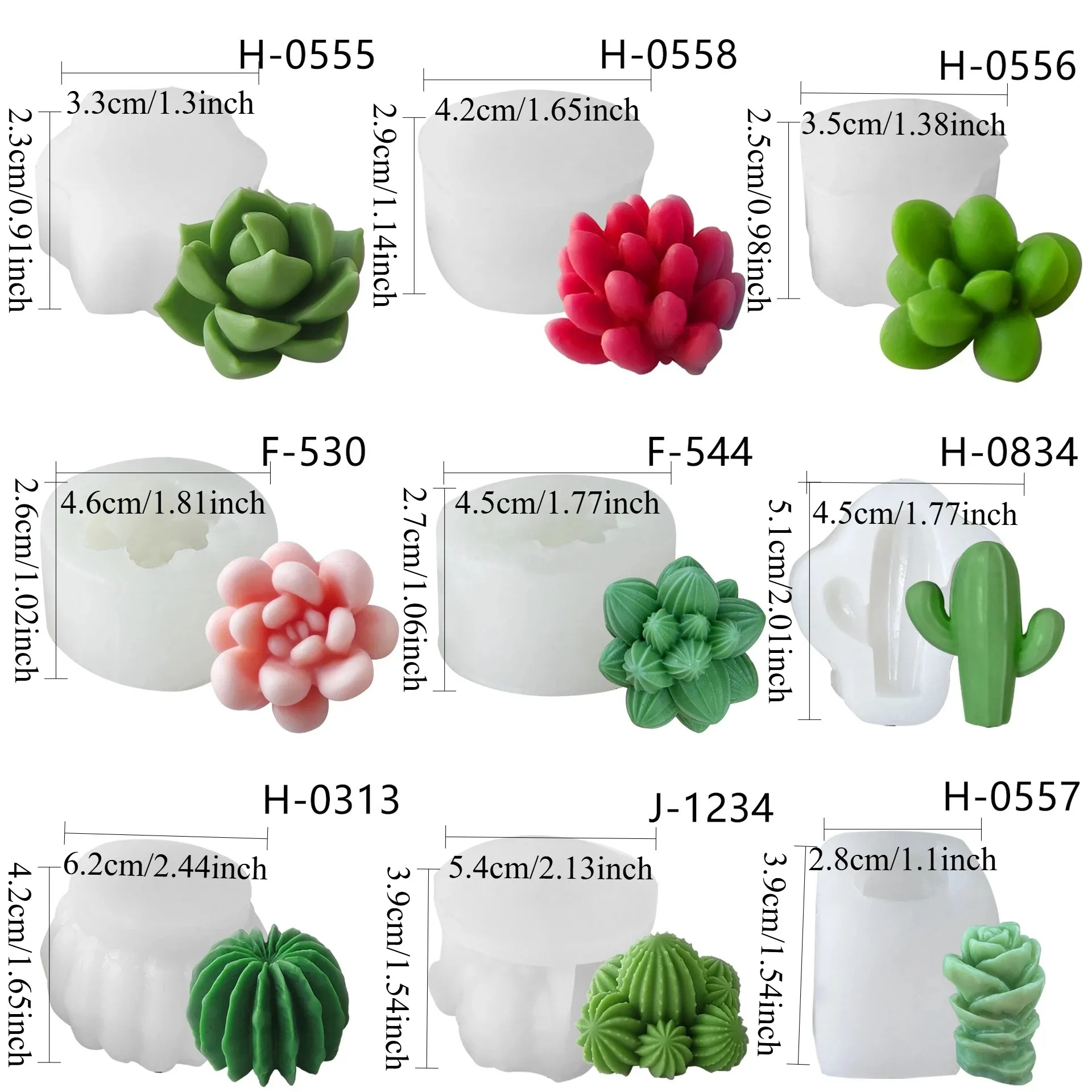 Moule en silicone 3D Cactus multi-usage pour DIY, bougies, résine époxy, ornement succulent, outil de démoulage facile pour artisanat