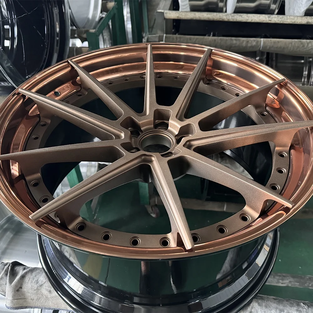 19 20 21 22 Inch 6061-T6 Alloy Racing Car Wheel Custom Polished Rose Gold Lip 2 Piece Forged Alloy Passenger Car Wheels