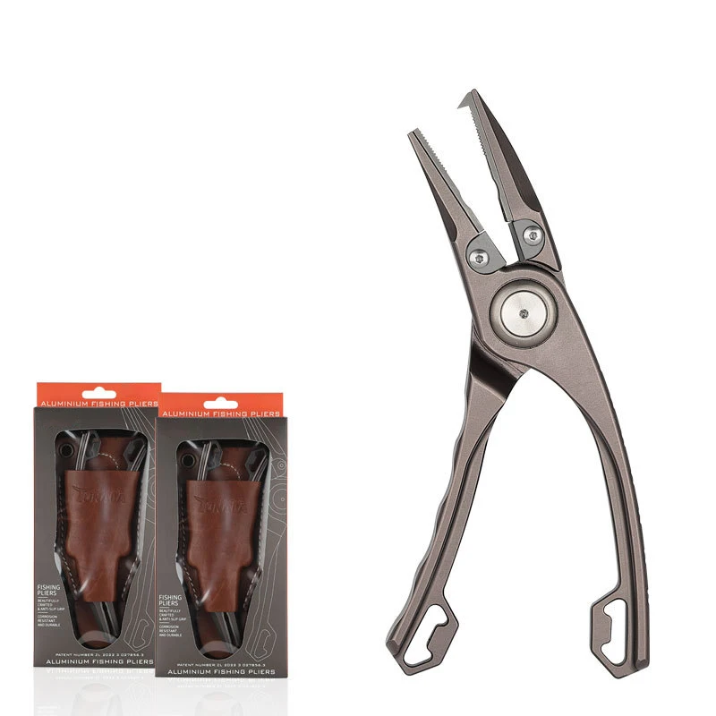 

Aluminum Alloy Fishing Pliers With Leather Bag Multifunction Fast Cutting Line Titanium Alloy Jaws Fishing Pliers