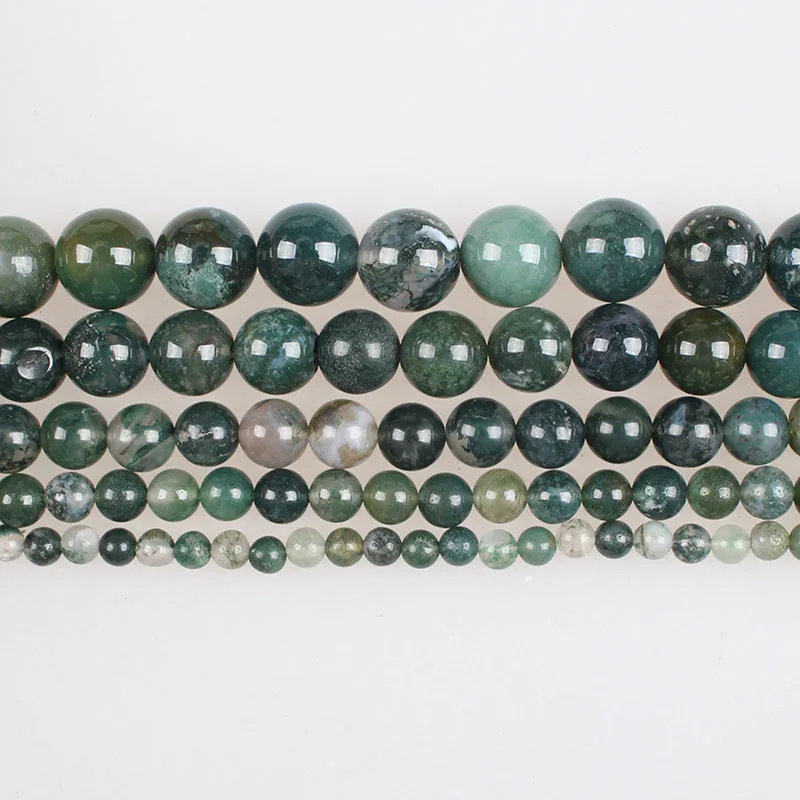 Natural Stone Beads Moss Agate Grass Agate Round Loose Beads 4 6 8 10 12 14mm Beads For Bracelet Necklace Diy Jewelry Making image 2
