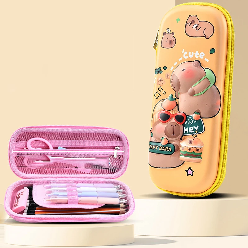 3D Capybara Pencil Case Drop Resistant Waterproof Student School Supplies Large Capacity Multifunctiona Pen Pouch Stationery