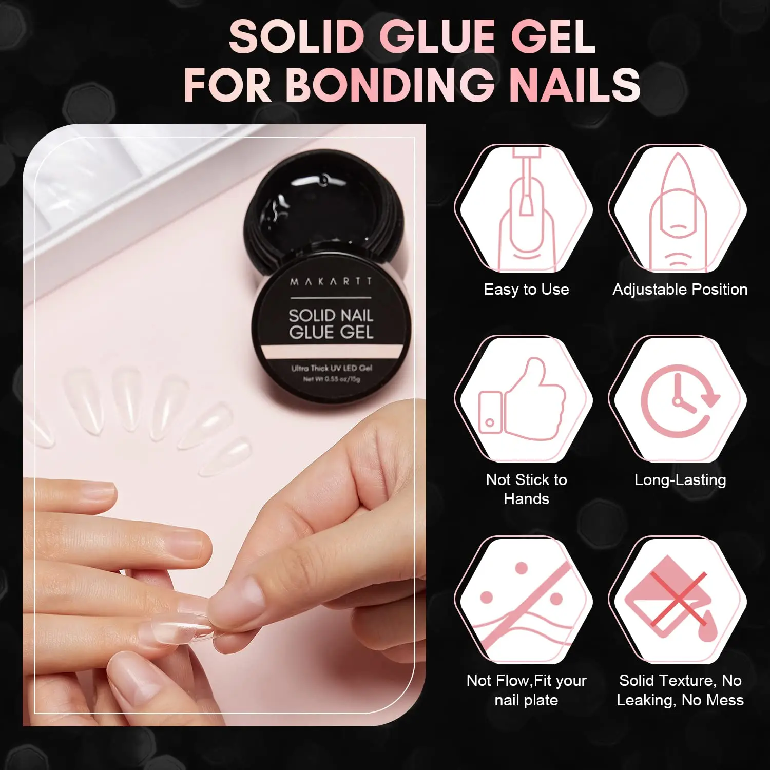 Makartt Nail Tips and Glue Gel kit, Solid Nail Glue Gel 15ML with 500pcs Gel x Almond Pre-buffed Soft Gel Nails Tips Full Cover