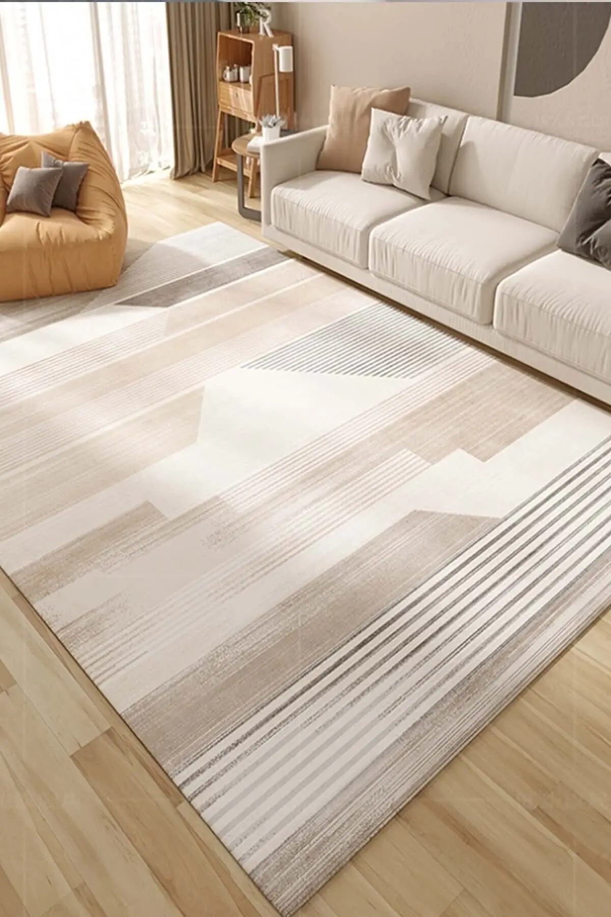 

Dovi digital printed non-slip sole washable Modern patterned beige-gray-tone living room carpet and runner