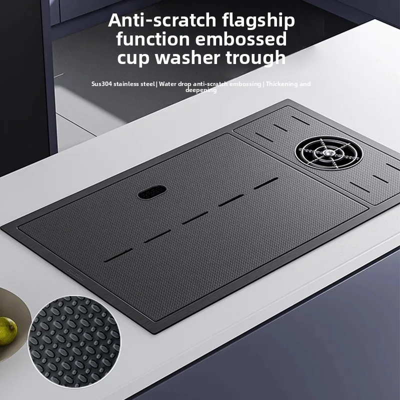 304 Stainless Steel Bar Sink Hidden Small Sink Single Cover High Pressure Cup Washer Concealed Island Vegetable Basin