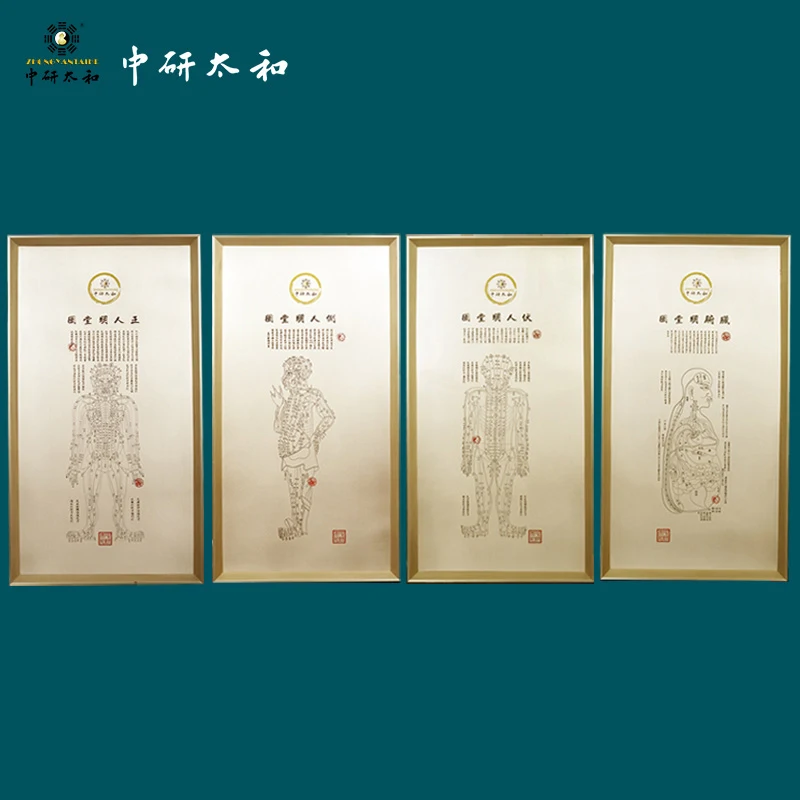 Hand-made Plaque By Famous Artist, Bronze Man Mingtang Picture, Antique Human Body Meridians and Acupoints Large Wall Chart