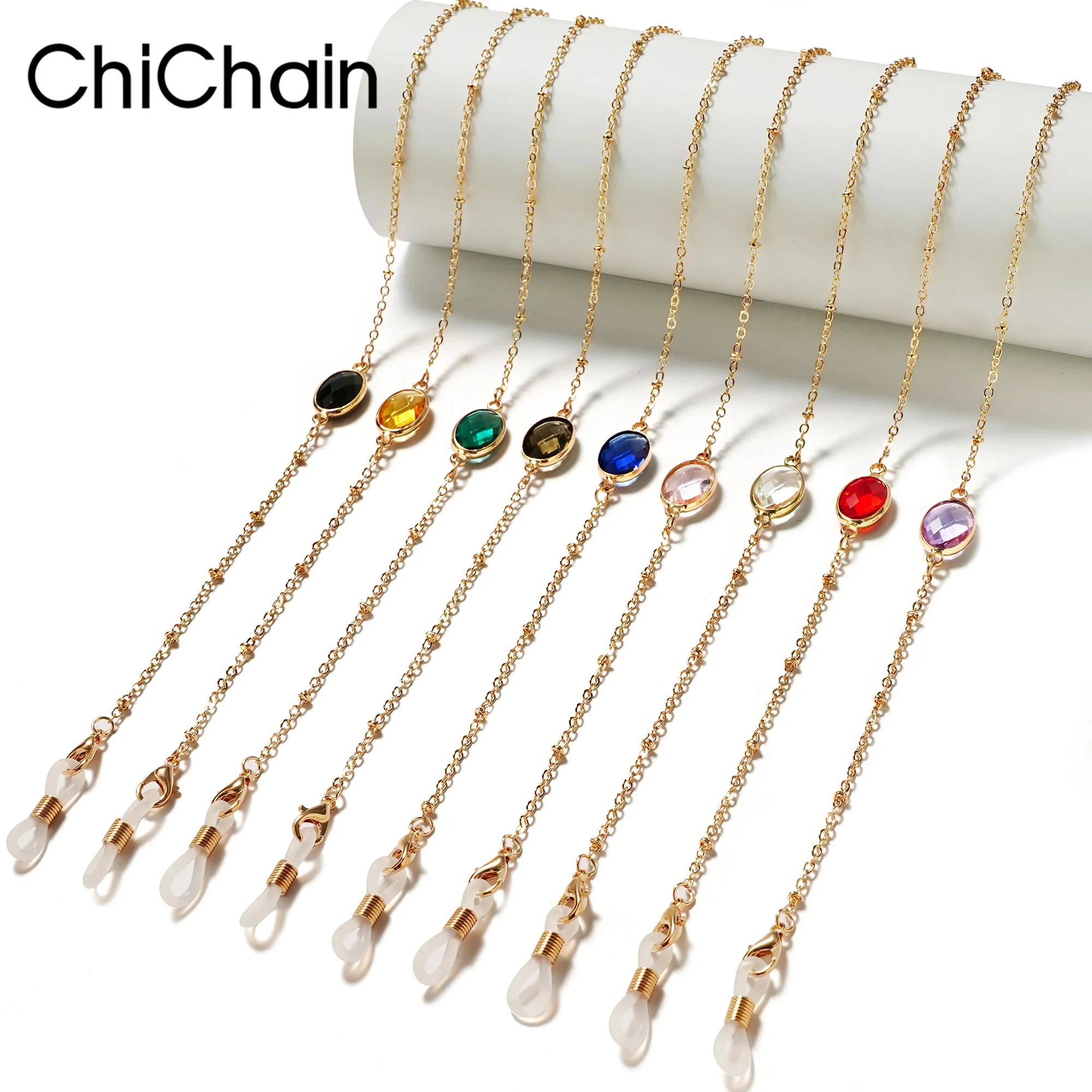 Böhmen Blume Kristall Perle Sonnenbrille Kette Gold Farbe Doppels chicht kette für Brille Mode Frauen Schmuck Brille Zubehör